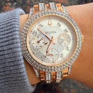Bulova Women's Crystal-Accented Rose Gold Watch